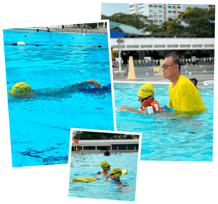 coach teaching a kid's swimming lesson in Singapore