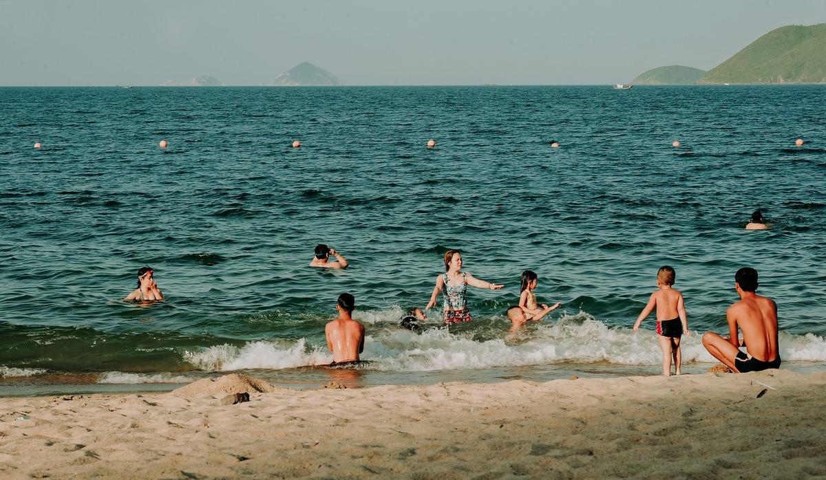 Child preparing for safe ocean swimming