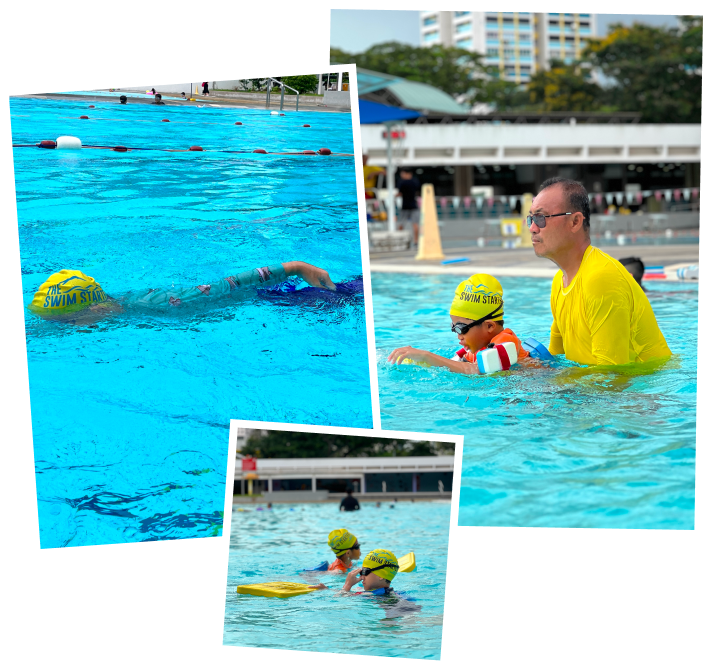 coach teaching a kid's swimming lesson in Singapore