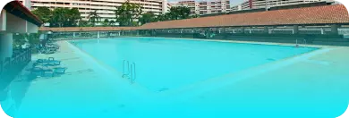 Hougang ActiveSg Public Swimming Complex with shelter, swimming lanes, sitting areas and deep pool