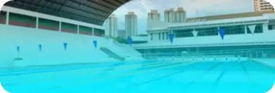 Toa Payoh ActiveSg Public Swimming Complex with shelter, swimming lanes, sitting areas and deep pool